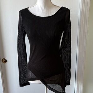 Porto San Francisco Agatha Mesh Layer Long Sleeve Asymmetrical Top S